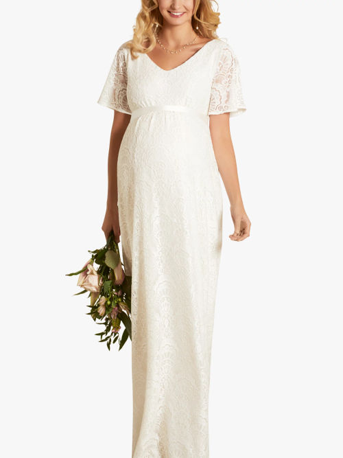 Tiffany Rose Edith Floral Lace Kimono Sleeve Maternity Wedding Dress, Ivory, £249.00