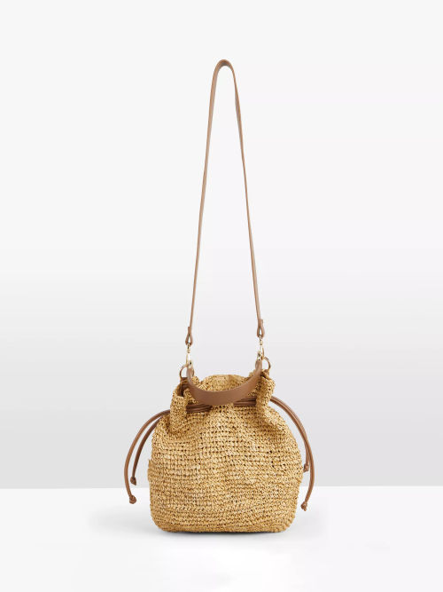 Strathberry Lana Osette Leather Bucket Bag, Tan at John Lewis & Partners