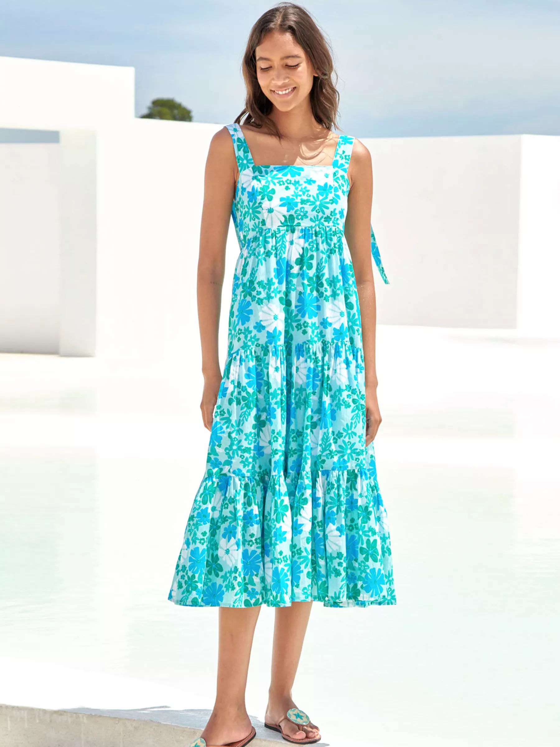 Aspiga Floral Tiered Sun Dress Retro Sea Green 110.00