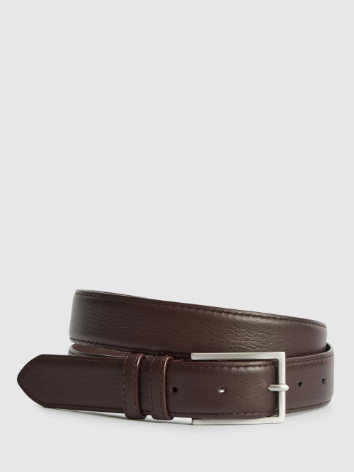 Reiss Bailey Skinny Leather Belt, Black at John Lewis & Partners