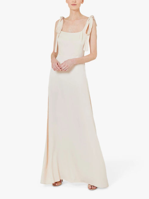 Maids to Measure Jemima Ruffle Sleeve Maxi Dress, Champagne Ivory | £ ...