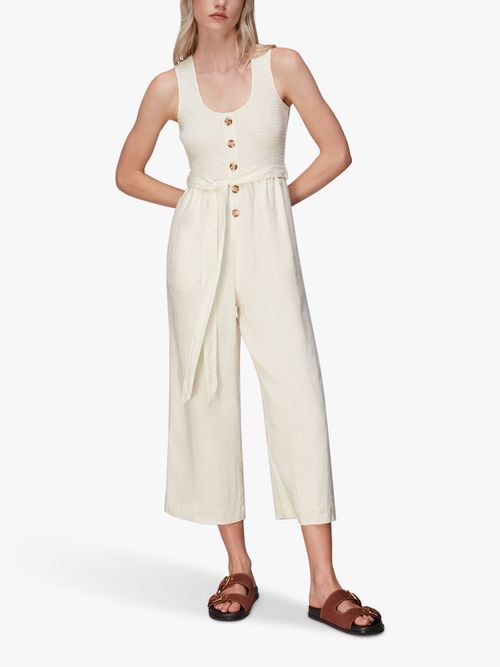 Khaki Frill Sleeve Button Jumpsuit, WHISTLES