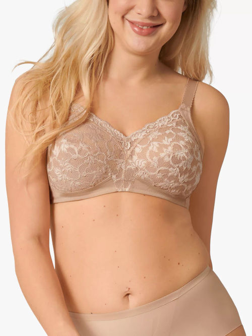 Triumph Modern Lace & Cotton Full Cup Bra, White at John Lewis