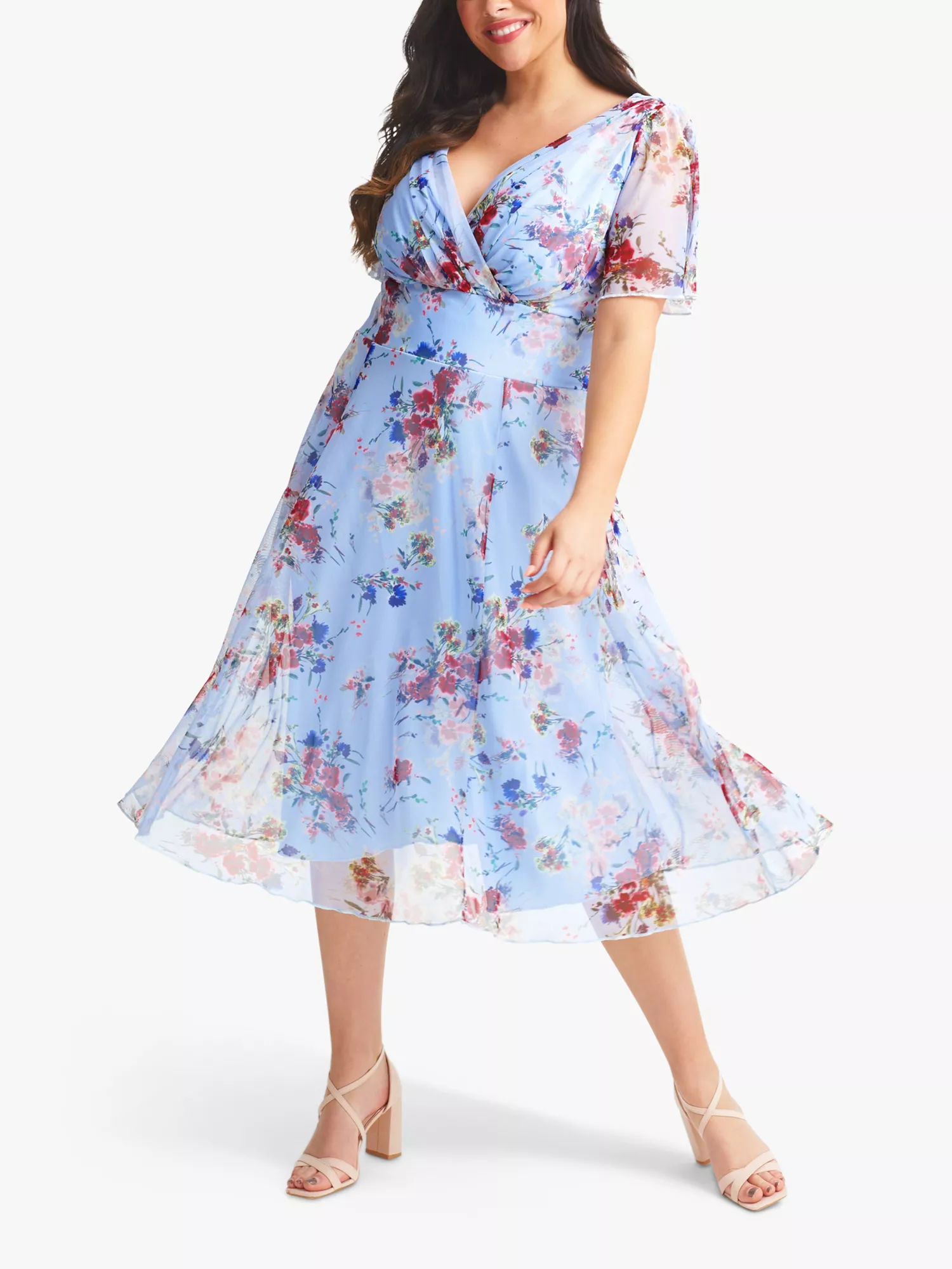 Scarlett & jo shop angel sleeve midi dress