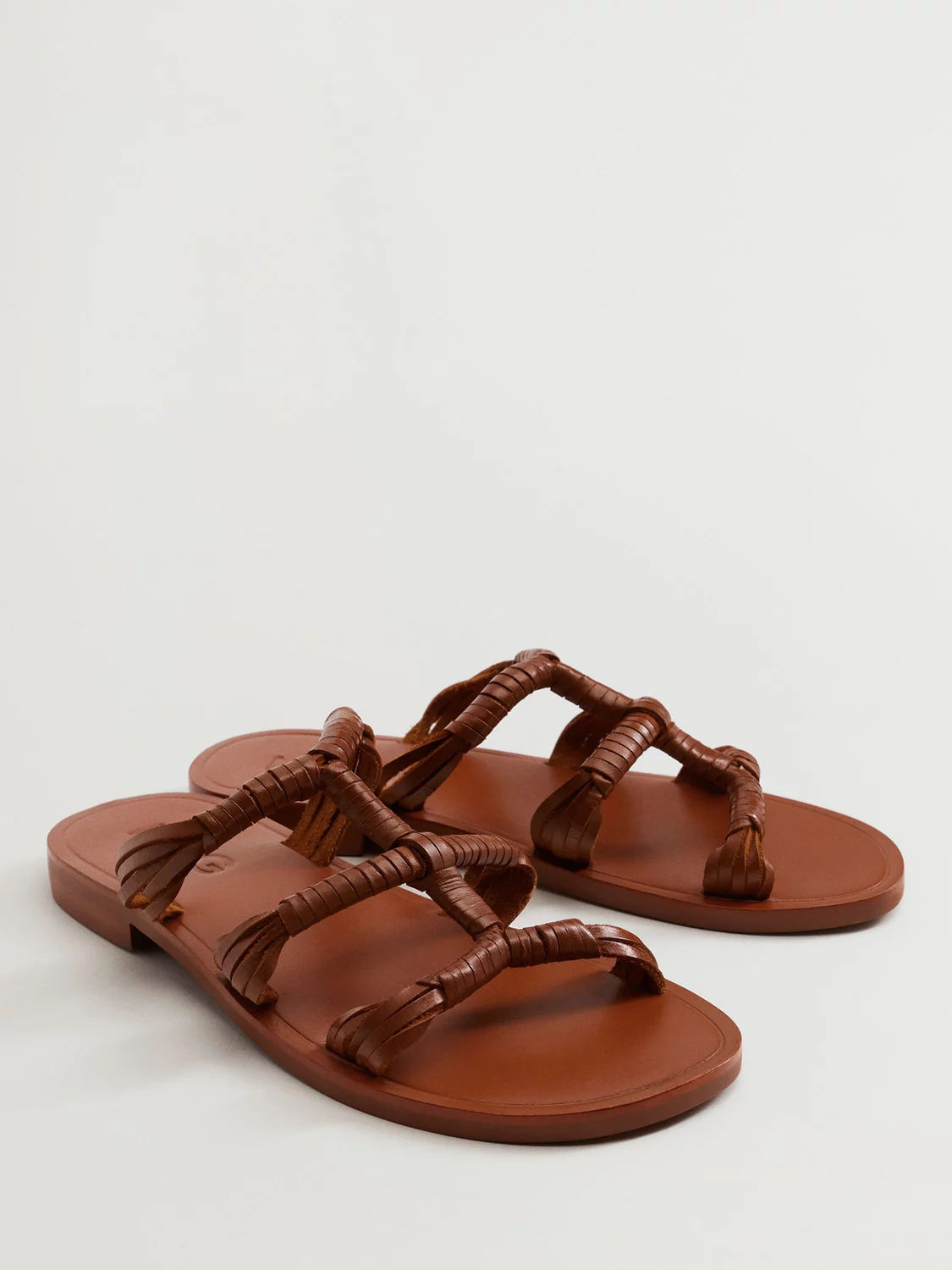 Mango Mano Leather Sandals Medium Brown 49.99 Buchanan Galleries