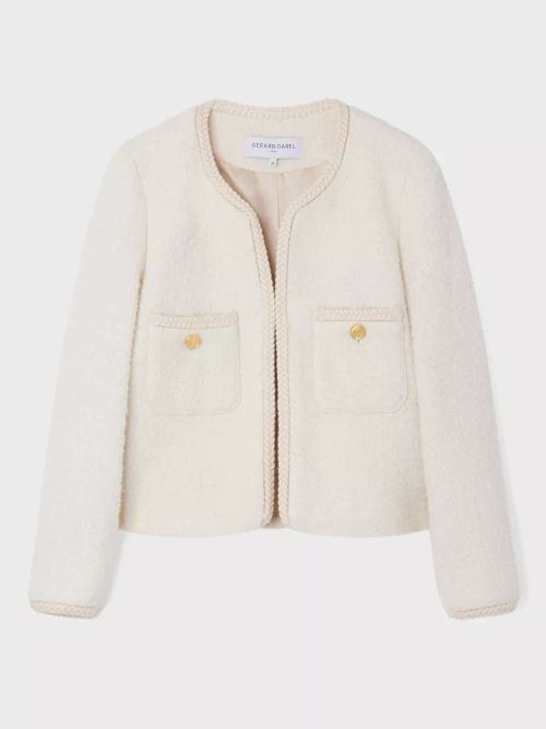 John Lewis Cotton Bouclé Cardigan, Ecru