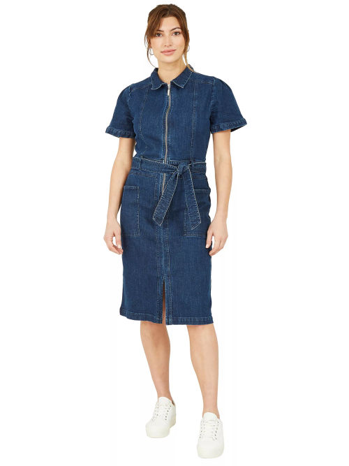 John Lewis Kids' Denim Dungarees, Mid Wash Blue at John Lewis & Partners