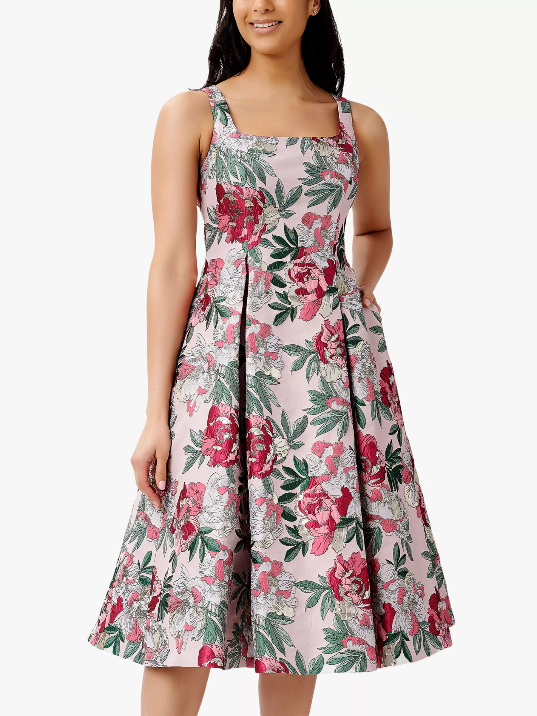 Adrianna Papell Floral Jacquard Midi Dress Rose Multi 249.00