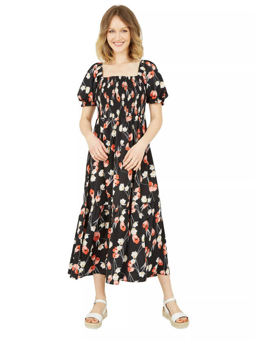 Linen Shirred Waist Midi Dress – Ro&Zo