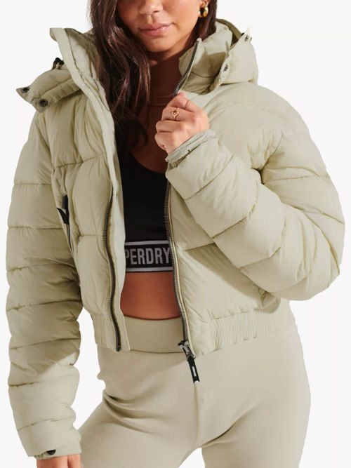 Georgia Cropped Puffer Jacket Beige