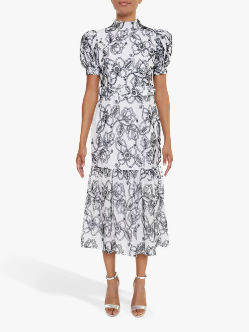 Jolie Moi Chailee Floral Mesh Midi Dress, Dusty Pink at John Lewis &  Partners