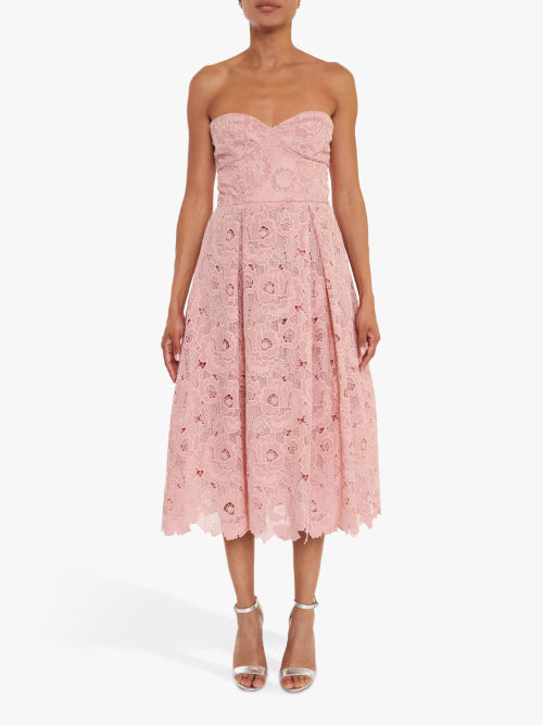 Jolie Moi Chailee Floral Mesh Midi Dress, Dusty Pink at John Lewis &  Partners