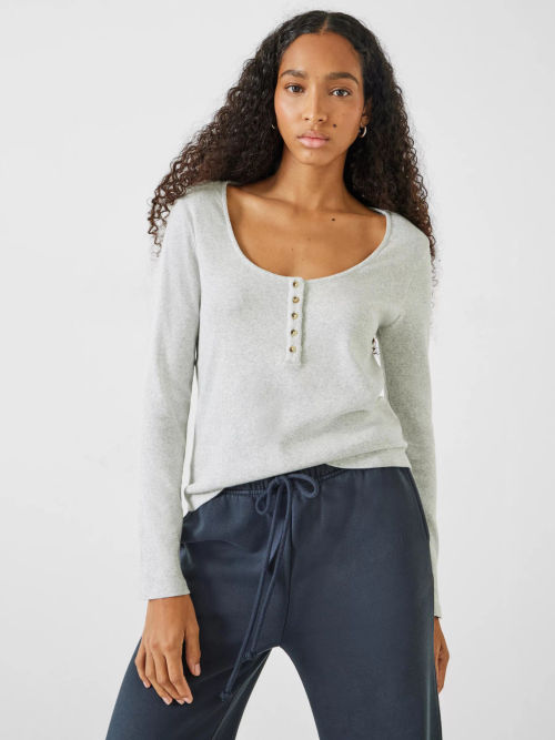 HUSH Devlin Lace Long Sleeve Top, Black at John Lewis & Partners