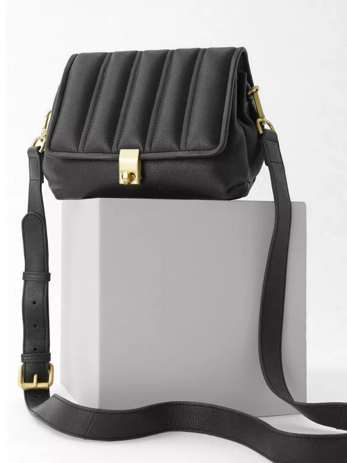 Mint Velvet Quilted Leather Crossbody Bag, Black at John Lewis