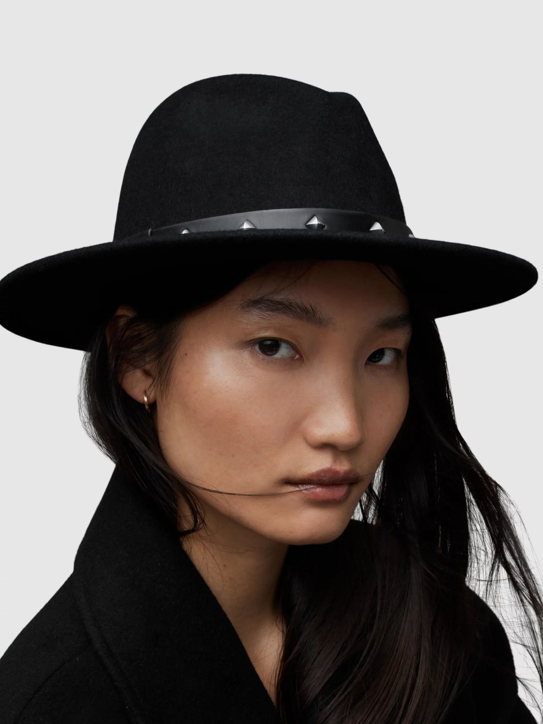 AllSaints Maxie Stud Wool Fedora Hat | £85.00 | Buchanan Galleries