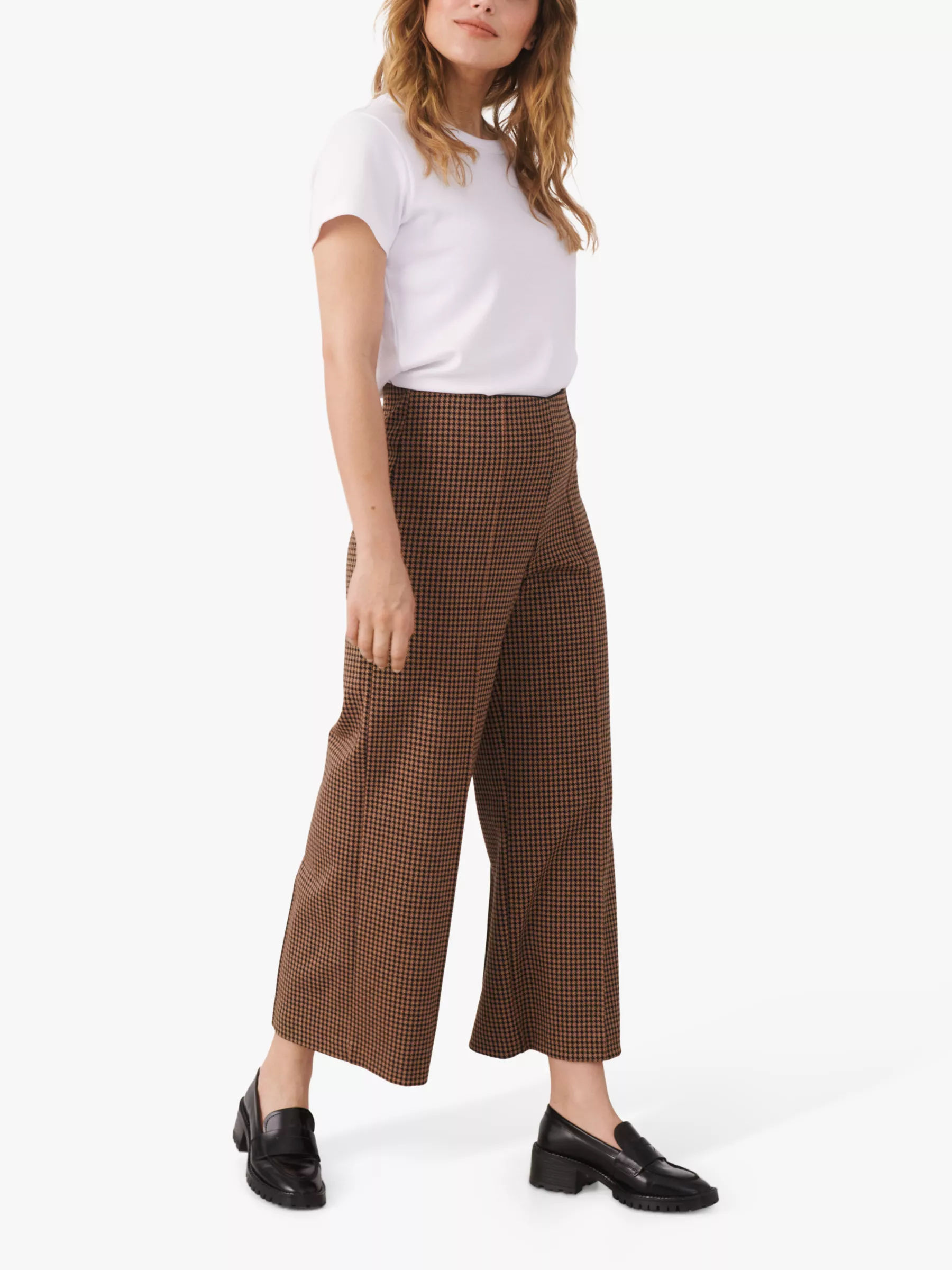 Tailored jersey trousers - Black/Dogtooth-patterned - Ladies | H&M