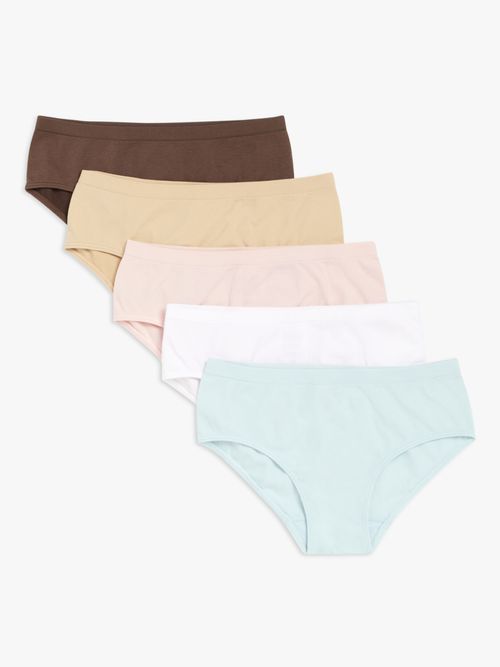 JOHN LEWIS Cotton Bikini Briefs, Pack of 5 in Pink/Multi