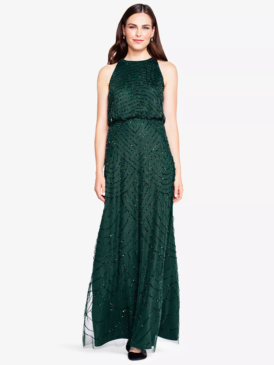 Adrianna Papell Beaded Halter Neck Evening Maxi Dress 199.00