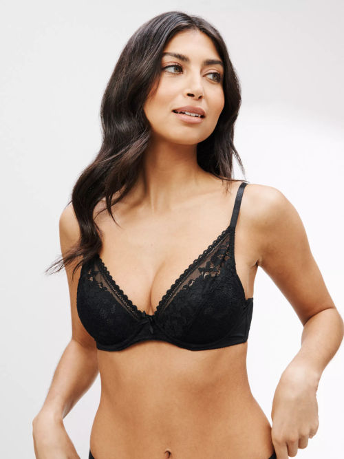 John Lewis Maisey Non Padded Lace Edge Bra, Black at John Lewis