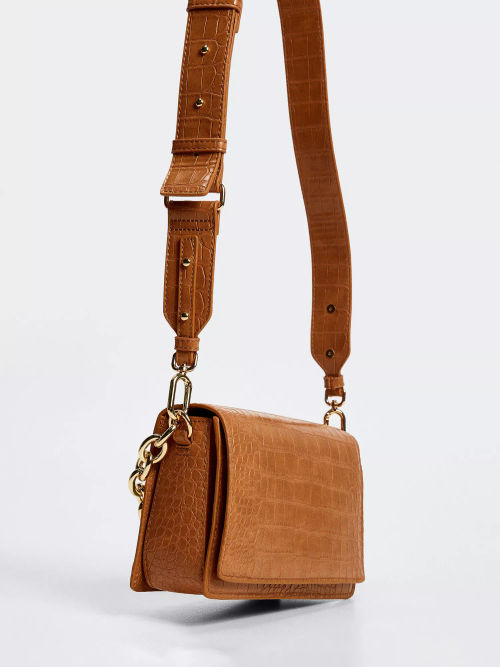 Mango Buckle Detail Cross Body Bag, Brown, Brown at John Lewis