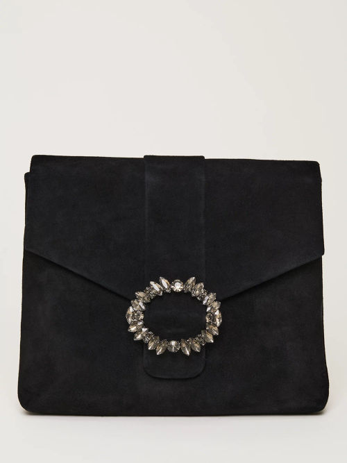 John Lewis Velvet Soft Clutch Bag, Navy at John Lewis & Partners