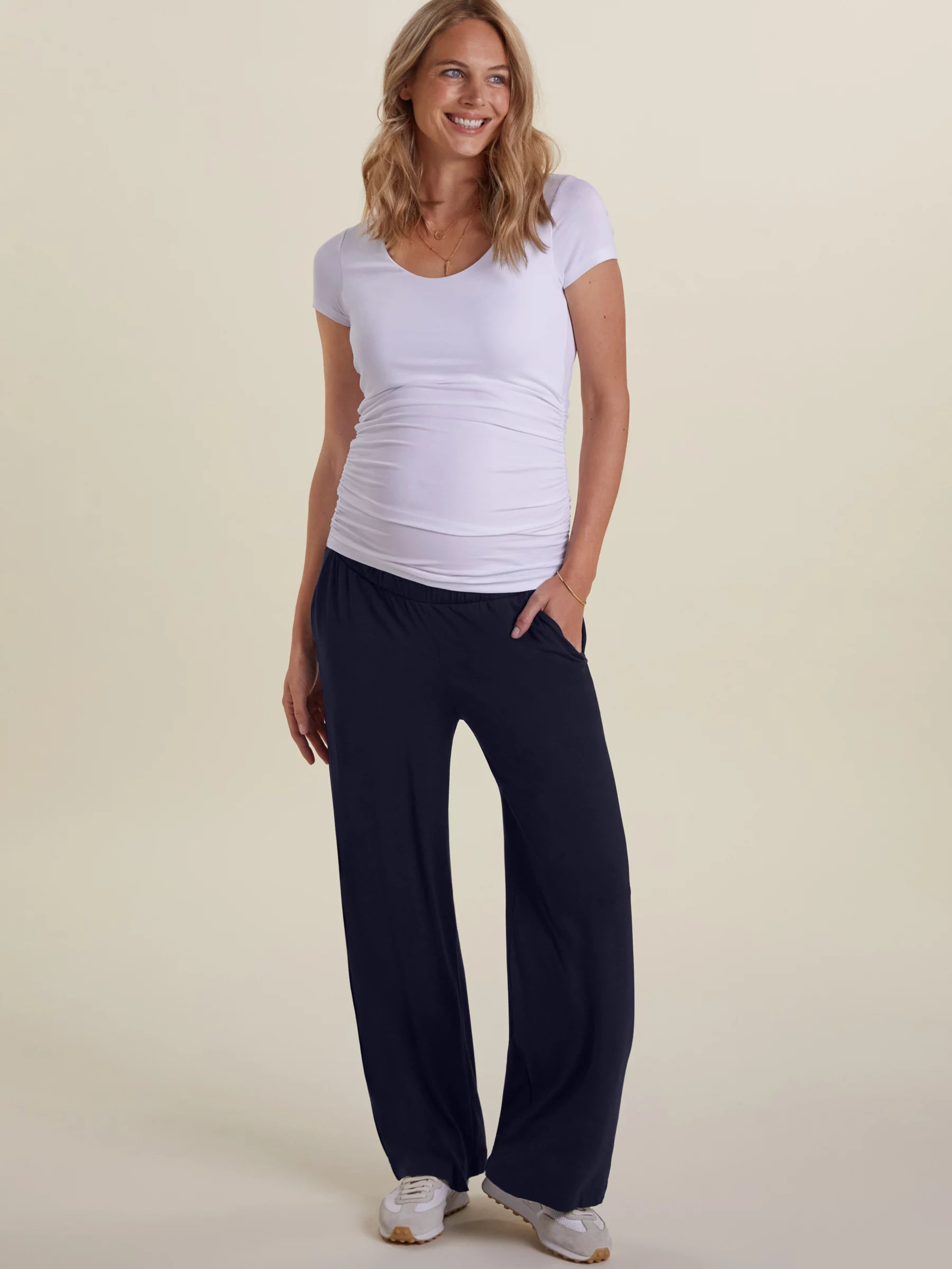 Jersey Knit Maternity Trousers with High Belly Band, Clément by ENVIE DE  FRAISE - navy blue, Maternity