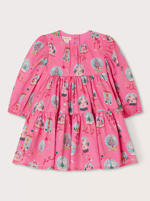 Monsoon Kids' Lace Ruffle Dress, Pink at John Lewis & Partners