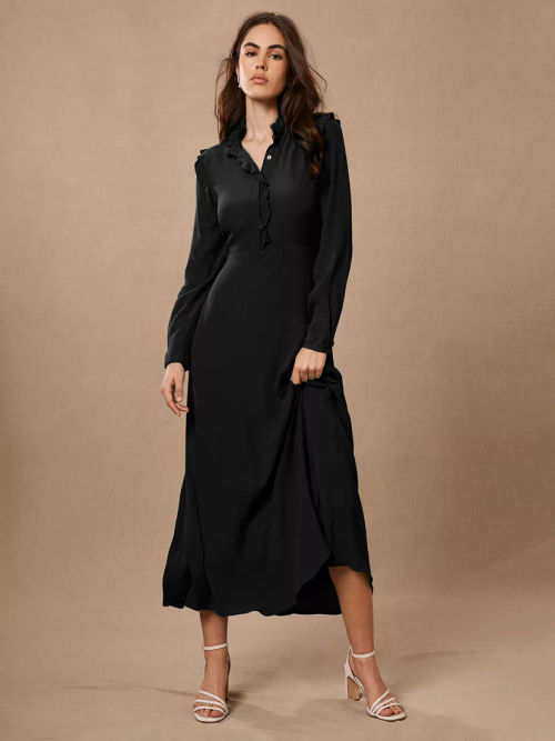 Mint Velvet Crinkle Mini Dress, Black at John Lewis & Partners