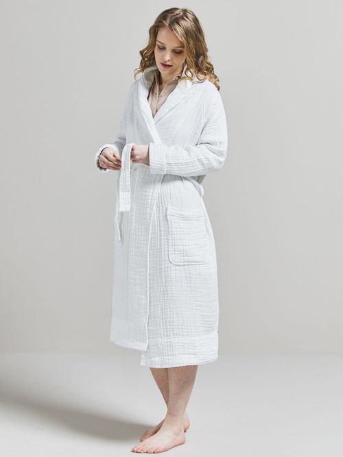 John Lewis Spa Waffle Robe, White