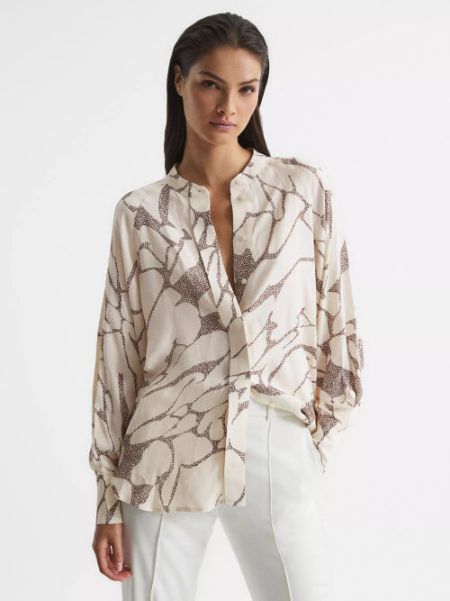 Reiss Hailey Silk Shirt, Black at John Lewis & Partners