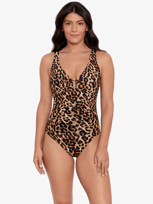 John Lewis Tangier Ikat Ruched Bandeau Swimsuit, Denim at John Lewis &  Partners