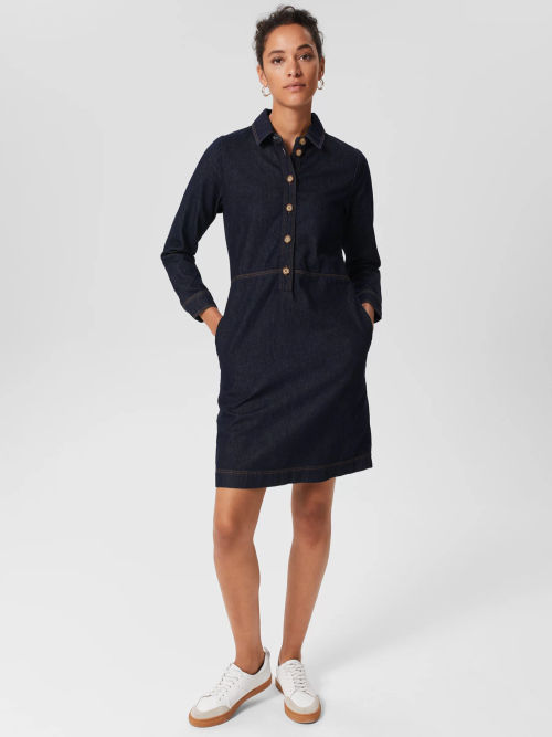 Albaray Cotton Denim Shirt Dress, Indigo at John Lewis & Partners