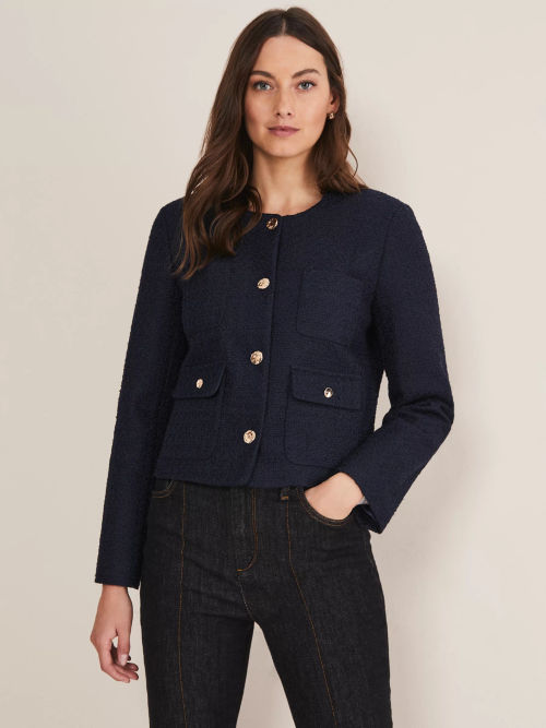 Phase Eight Bethina Boucle Cardigan, Ivory at John Lewis & Partners