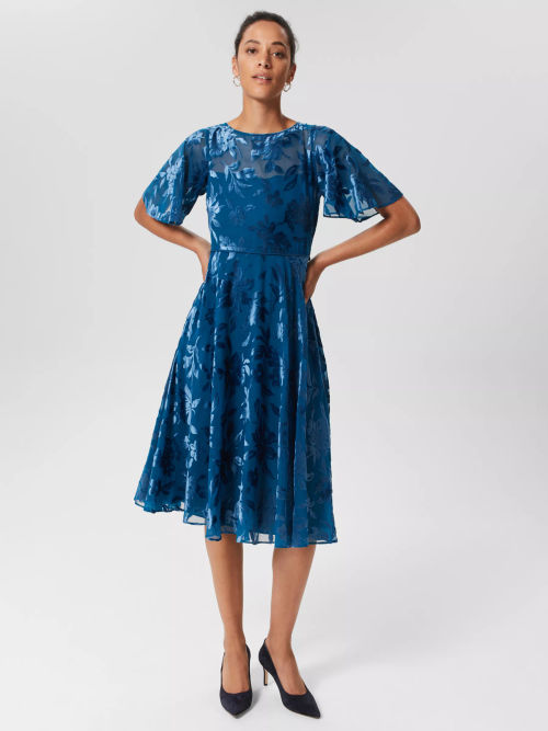 Hobbs Rebecca Lace Shirt Dress, Cobalt Blue at John Lewis & Partners