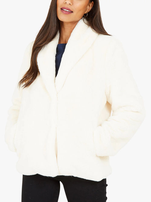 Yumi Short Wrap Faux Fur Coat