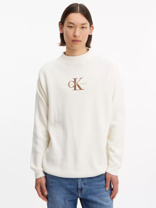 Calvin Klein Jeans Unisex monogram logo t-shirt in ivory