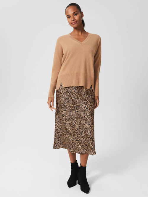 Genevieve Wool Check A Line Skirt