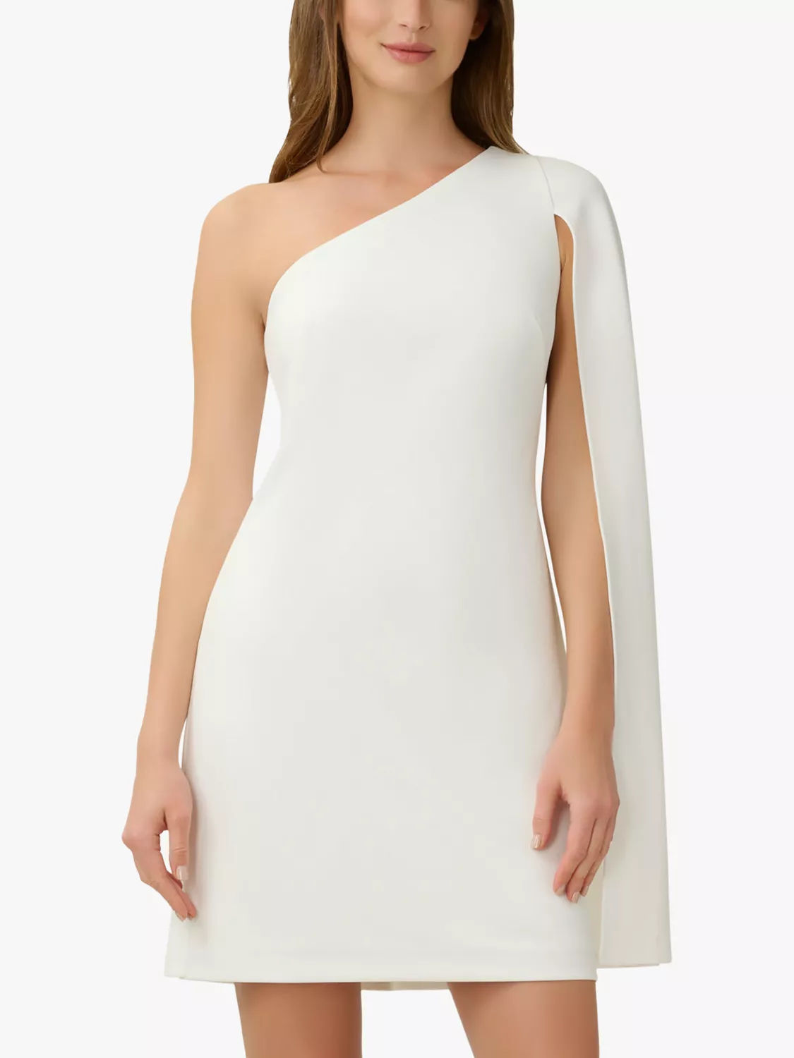 Adrianna Papell One Shoulder Cape Mini Dress Ivory 159.00