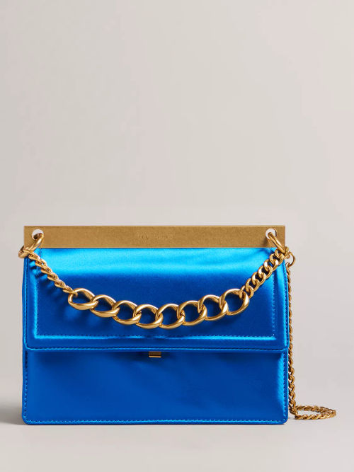 Ted Baker Jorjey Leather Chain Strap Cross Body Bag, Blue Dark at John  Lewis & Partners