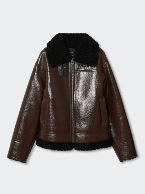 Whistles Agnes Leather Biker Jacket, Dark Green at John Lewis