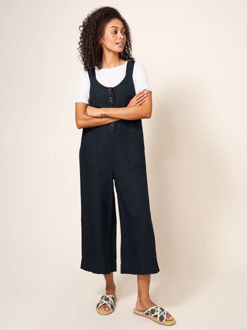 White Stuff Viola Linen Cropped Dungarees, £80.00