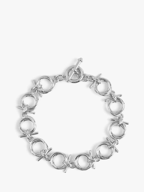 Orelia Rectangular Link T-Bar Bracelet, Silver