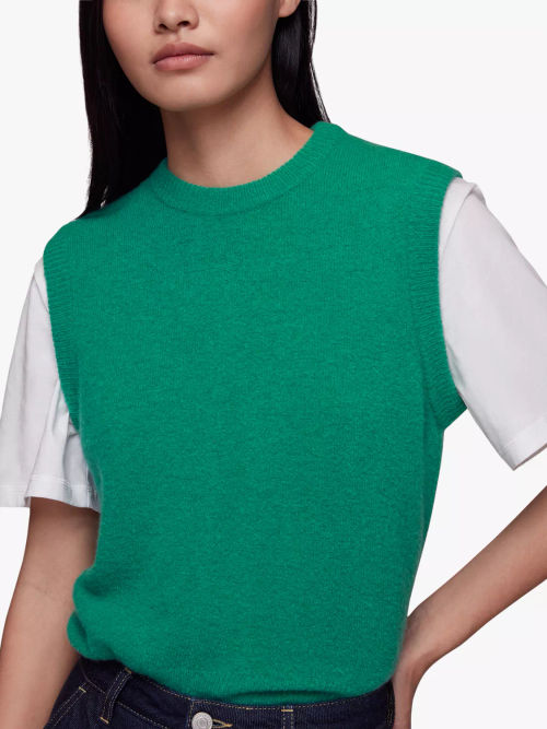 Jigsaw Cotton Blend Crew Neck Tank Top, Green at John Lewis & Partners