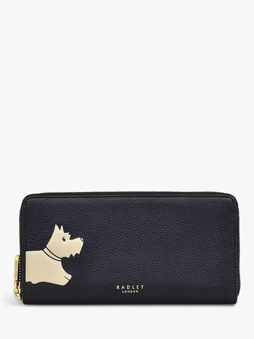 Coach Slim Leather Zip Around Purse, Black at John Lewis & Partners