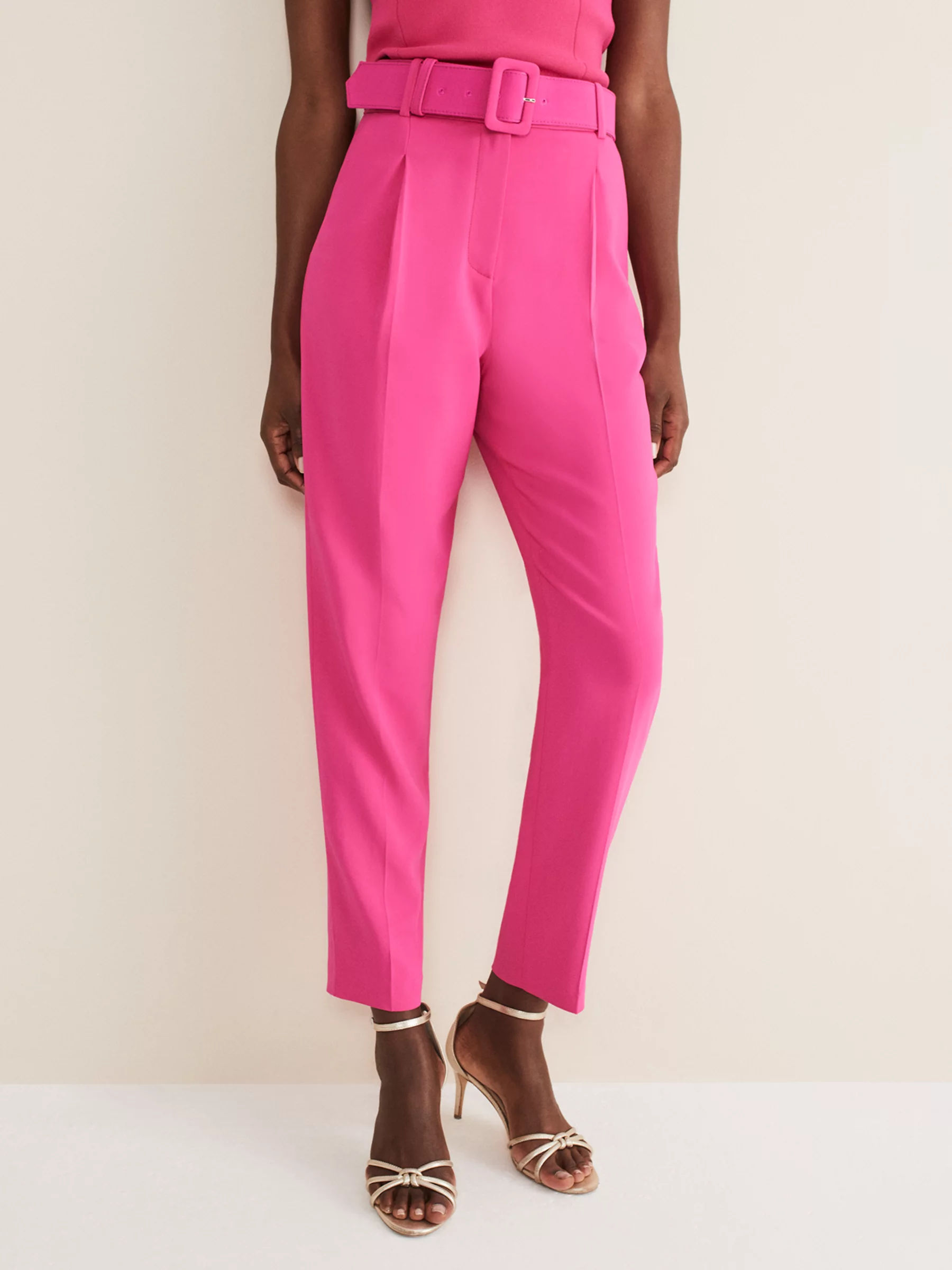 Pink Belted Trousers | Summer work outfits, Outfits with leggings, Work  outfit