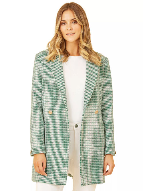 Yumi Check Long Line Blazer,...