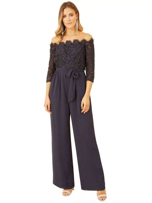 Yumi Lace Bardot Jumpsuit,...