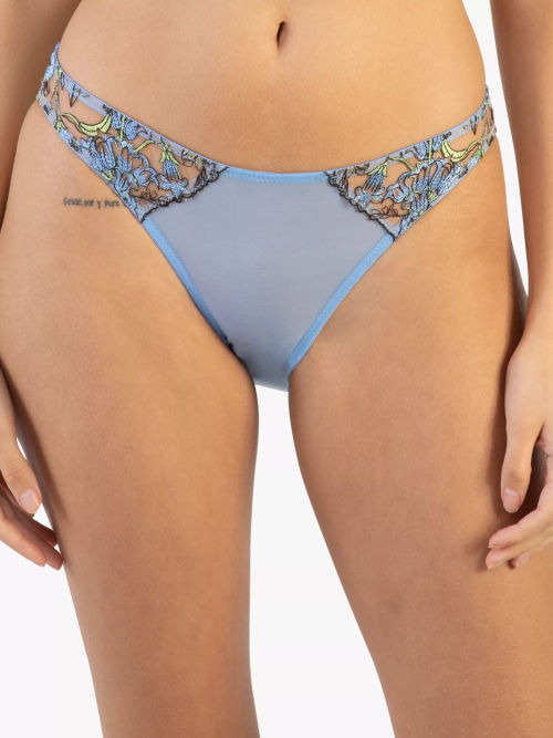 Ayaka Blue Wave Embroidery Tanga Brief