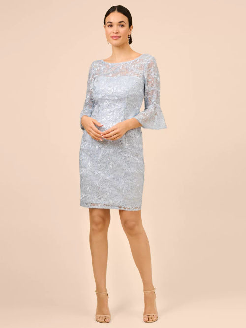 Adrianna Papell Floral Lace Combo Sheath Dress, Navy