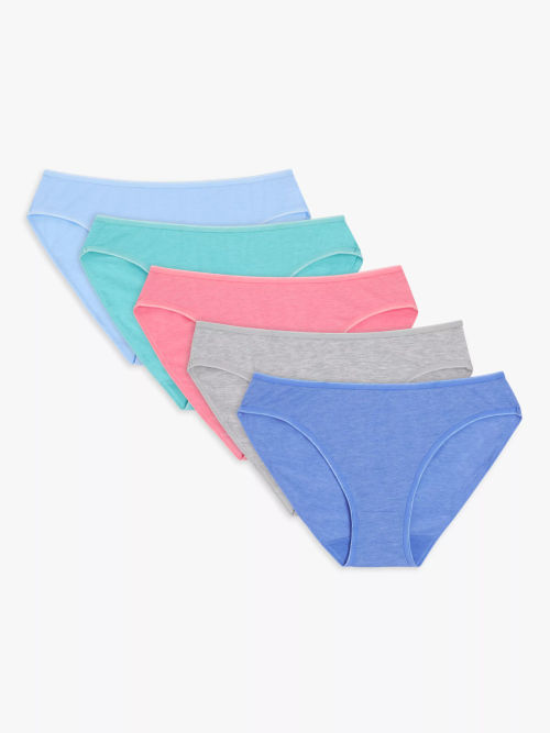 John Lewis ANYDAY Cotton Bikini Knickers, Pack of 5, White at John